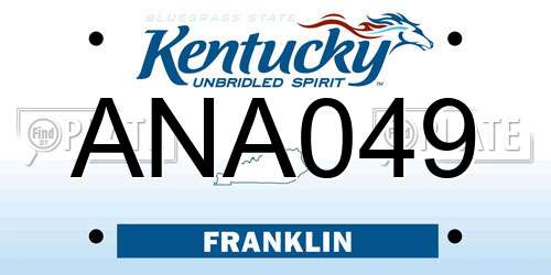ANA049 Kentucky License Plate