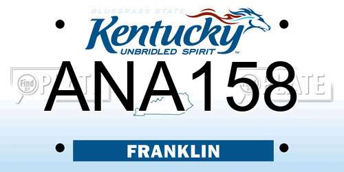 ANA158 Kentucky License Plate