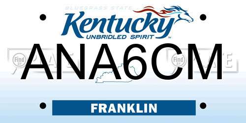 ANA6CM Kentucky License Plate