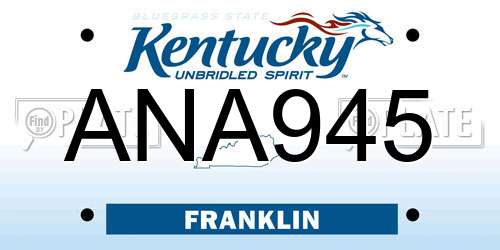 ANA945 Kentucky License Plate