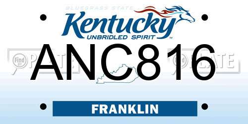 ANC816 Kentucky License Plate