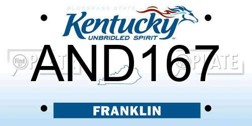 AND167 Kentucky License Plate