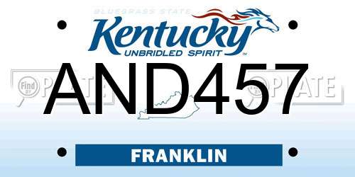 AND457 Kentucky License Plate