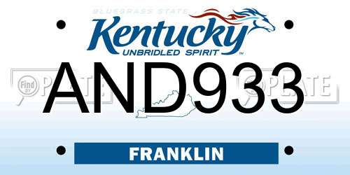 AND933 Kentucky License Plate