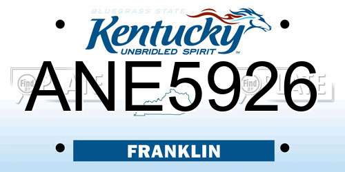 ANE5926 Kentucky License Plate