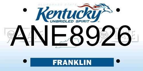 ANE8926 Kentucky License Plate