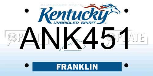 ANK451 Kentucky License Plate