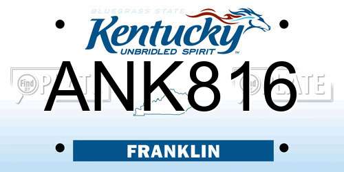 ANK816 Kentucky License Plate