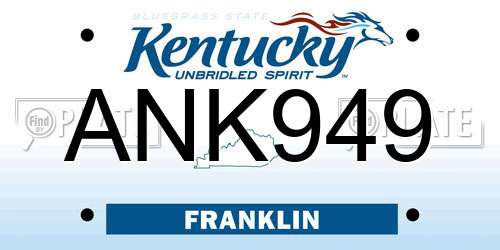 ANK949 Kentucky License Plate