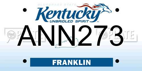 ANN273 Kentucky License Plate