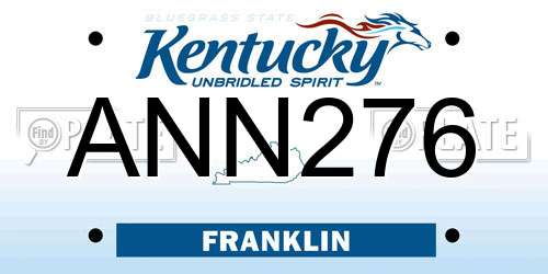 ANN276 Kentucky License Plate