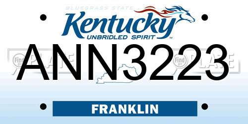 ANN3223 Kentucky License Plate