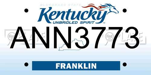 ANN3773 Kentucky License Plate