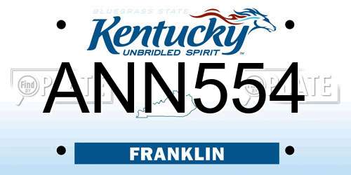 ANN554 Kentucky License Plate