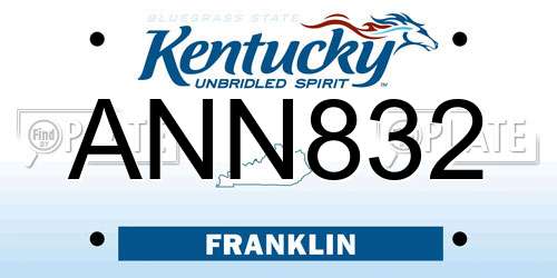 ANN832 Kentucky License Plate