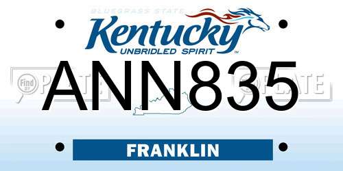 ANN835 Kentucky License Plate