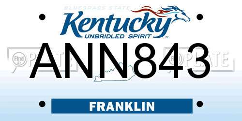 ANN843 Kentucky License Plate