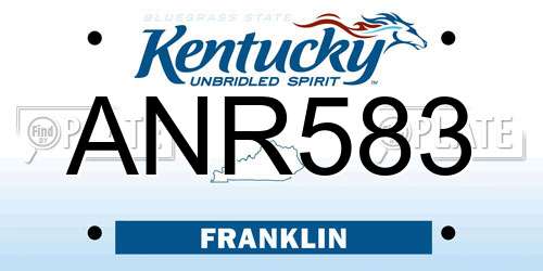 ANR583 Kentucky License Plate