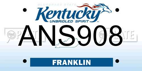 ANS908 Kentucky License Plate