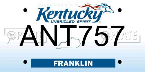 ANT757 Kentucky License Plate