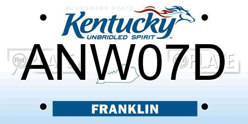 ANW07D Kentucky License Plate