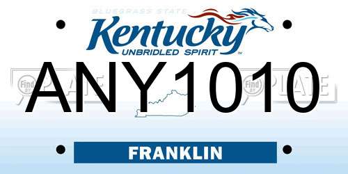 ANY1010 Kentucky License Plate