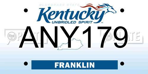 ANY179 Kentucky License Plate