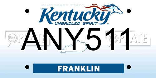 ANY511 Kentucky License Plate