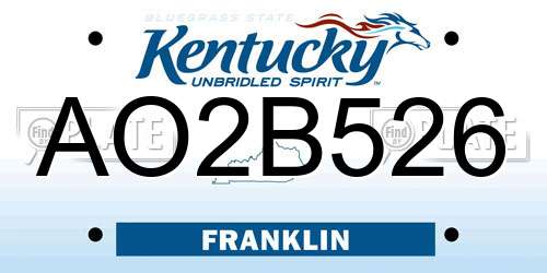 AO2B526 Kentucky License Plate