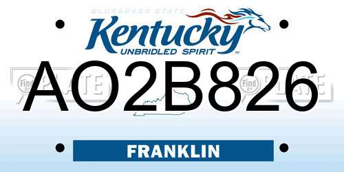 AO2B826 Kentucky License Plate