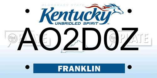 AO2D0Z Kentucky License Plate