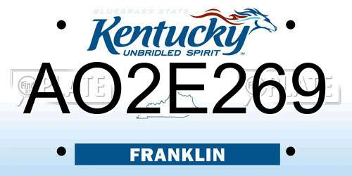 AO2E269 Kentucky License Plate