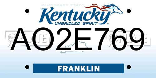AO2E769 Kentucky License Plate