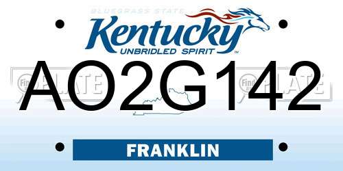 AO2G142 Kentucky License Plate