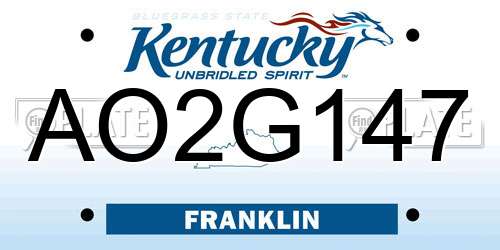AO2G147 Kentucky License Plate