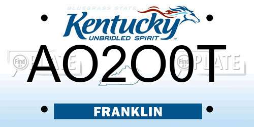 AO2O0T Kentucky License Plate
