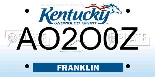 AO2O0Z Kentucky License Plate