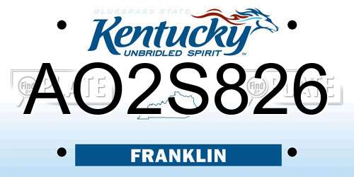 AO2S826 Kentucky License Plate