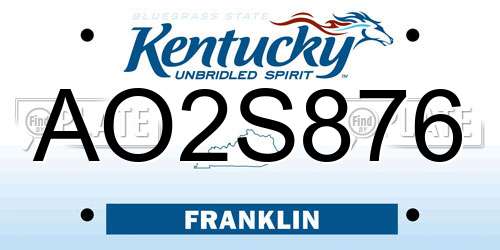 AO2S876 Kentucky License Plate
