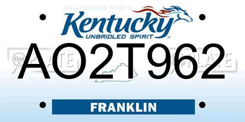 AO2T962 Kentucky License Plate