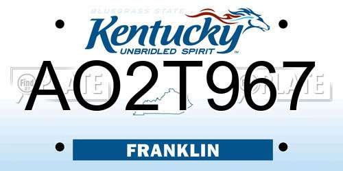 AO2T967 Kentucky License Plate