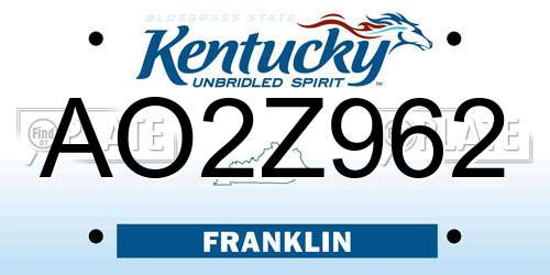 AO2Z962 Kentucky License Plate