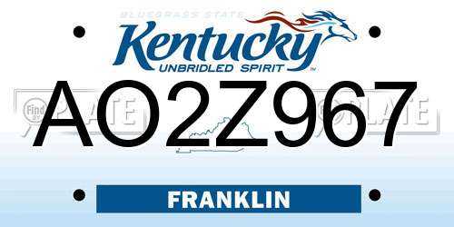 AO2Z967 Kentucky License Plate