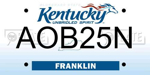 AOB25N Kentucky License Plate