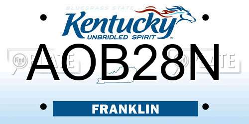 AOB28N Kentucky License Plate