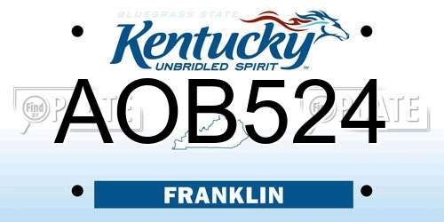 AOB524 Kentucky License Plate