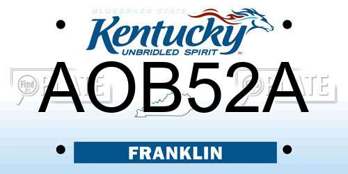 AOB52A Kentucky License Plate