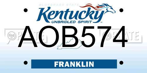 AOB574 Kentucky License Plate