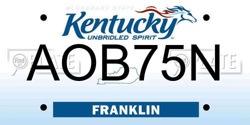 AOB75N Kentucky License Plate