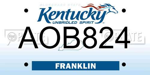AOB824 Kentucky License Plate